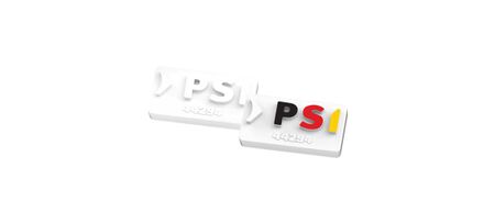 Eraser PSI custom shaped with embossed letters